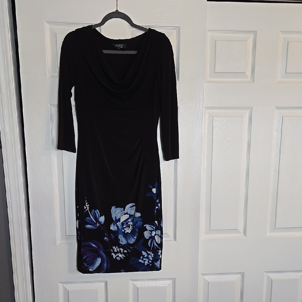 Tiana B. Black and Blue Floral Dress